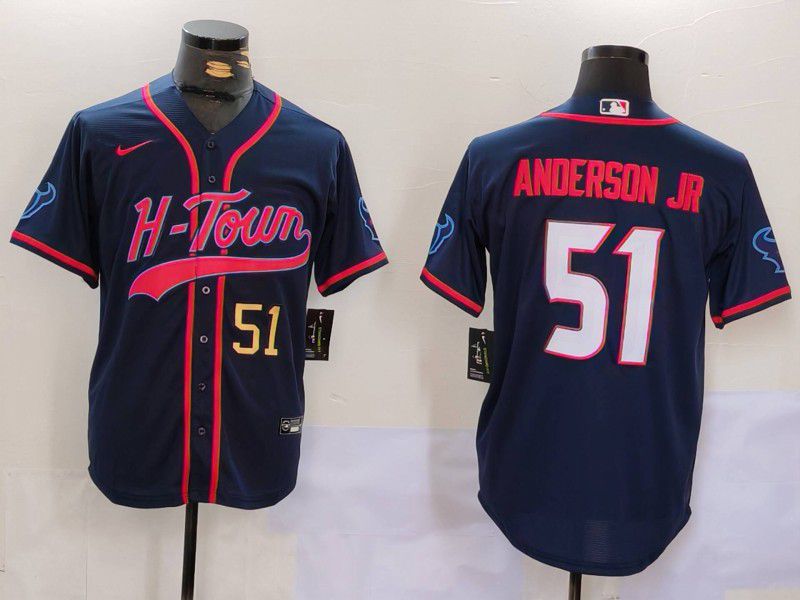 Men Houston Texans 51 Anderson jr Blue Second generation joint name 2024 Nike Limited NFL Jersey style 2